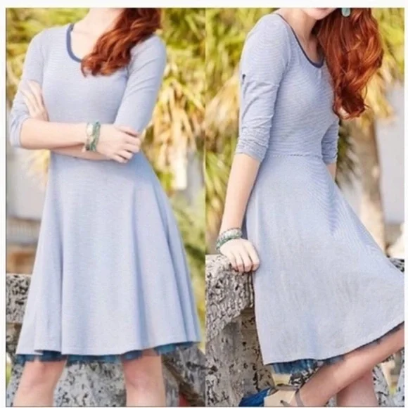 MATILDA Jane Between the Lines Striped Skater Dress in Blue & White Stripe M MATILDA Jane Between the Lines Striped Skater Dress in Blue & White Stripe M